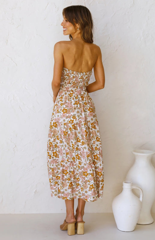 Blue Zone Planet | Women's Floral Bandeau Boho Maxi Dress kakaclo