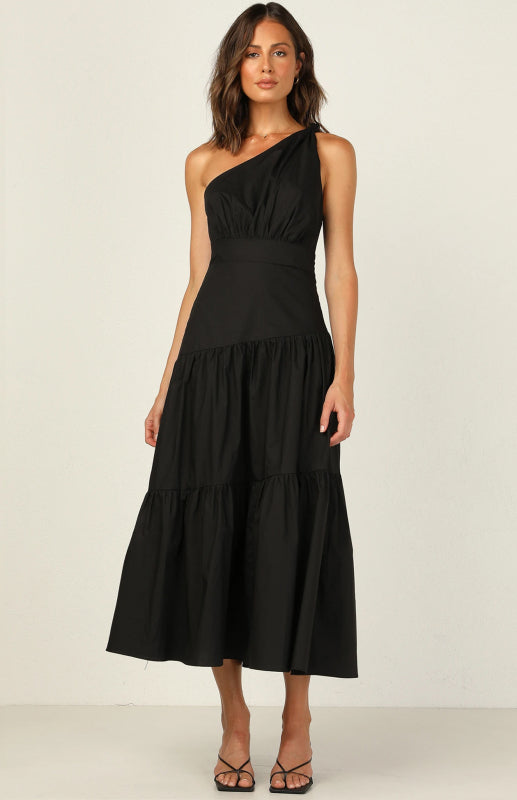 Blue Zone Planet | Women's One Shoulder Gathered Long Dress kakaclo