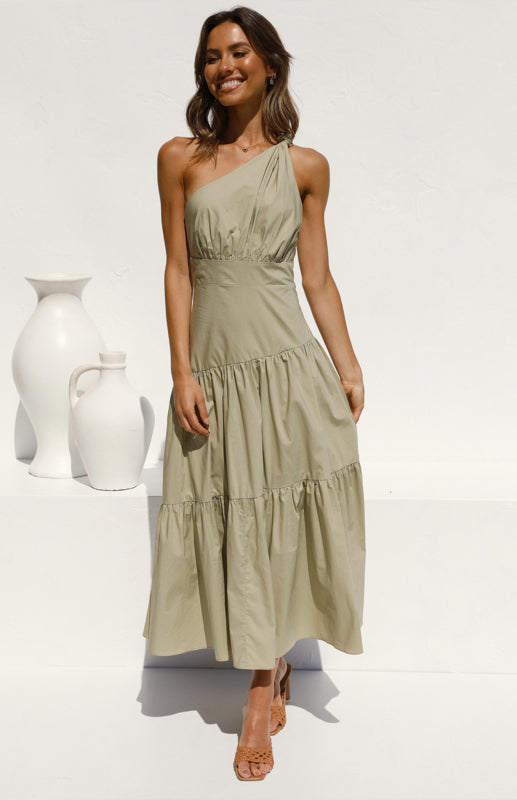 Blue Zone Planet | Women's One Shoulder Gathered Long Dress kakaclo