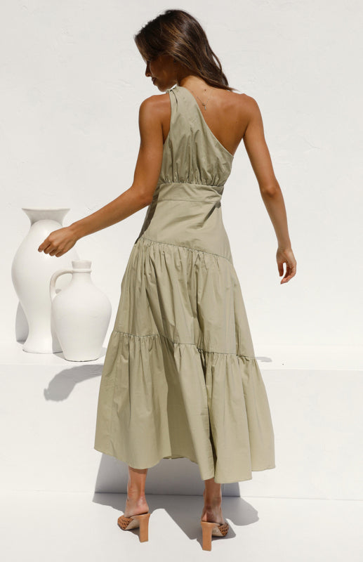 Blue Zone Planet | Women's One Shoulder Gathered Long Dress kakaclo