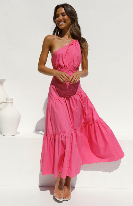 Blue Zone Planet | Women's One Shoulder Gathered Long Dress kakaclo