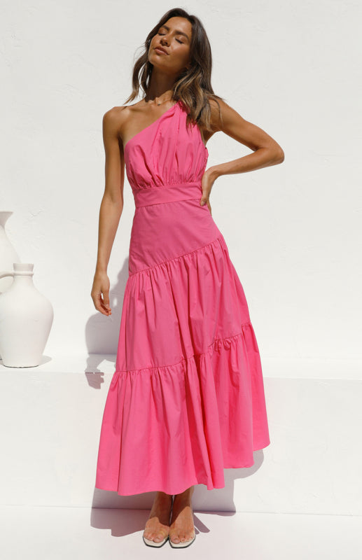 Blue Zone Planet | Women's One Shoulder Gathered Long Dress kakaclo