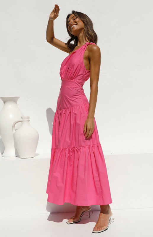 Blue Zone Planet | Women's One Shoulder Gathered Long Dress kakaclo