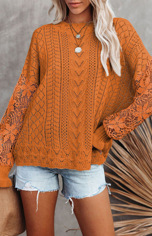 Blue Zone Planet | Long Sleeve Cutout Petal Sleeve Sweater kakaclo