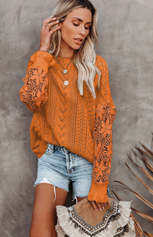 Blue Zone Planet | Long Sleeve Cutout Petal Sleeve Sweater kakaclo