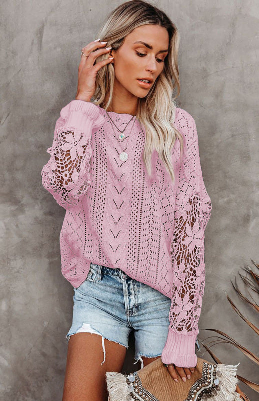 Blue Zone Planet | Long Sleeve Cutout Petal Sleeve Sweater kakaclo