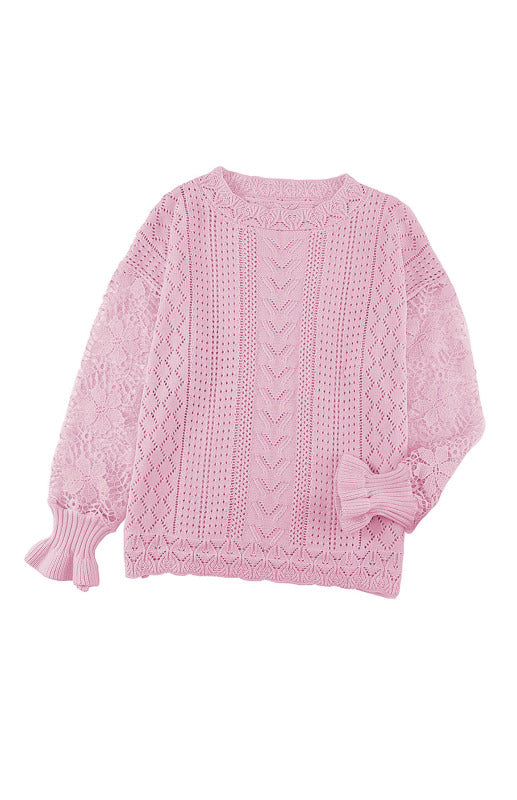Blue Zone Planet | Long Sleeve Cutout Petal Sleeve Sweater kakaclo