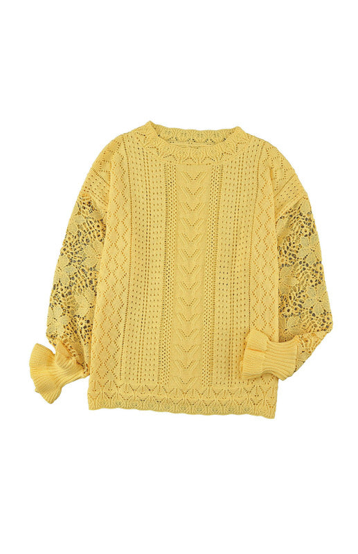 Blue Zone Planet | Long Sleeve Cutout Petal Sleeve Sweater kakaclo