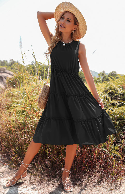 Sleeveless Tank Top Cake Dress Midi Dress BLUE ZONE PLANET