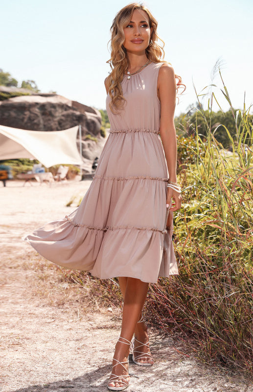 Sleeveless Tank Top Cake Dress Midi Dress BLUE ZONE PLANET