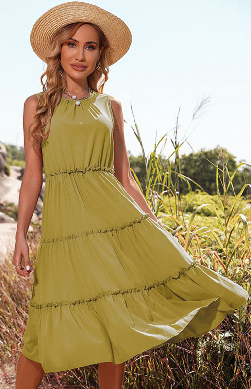 Sleeveless Tank Top Cake Dress Midi Dress BLUE ZONE PLANET
