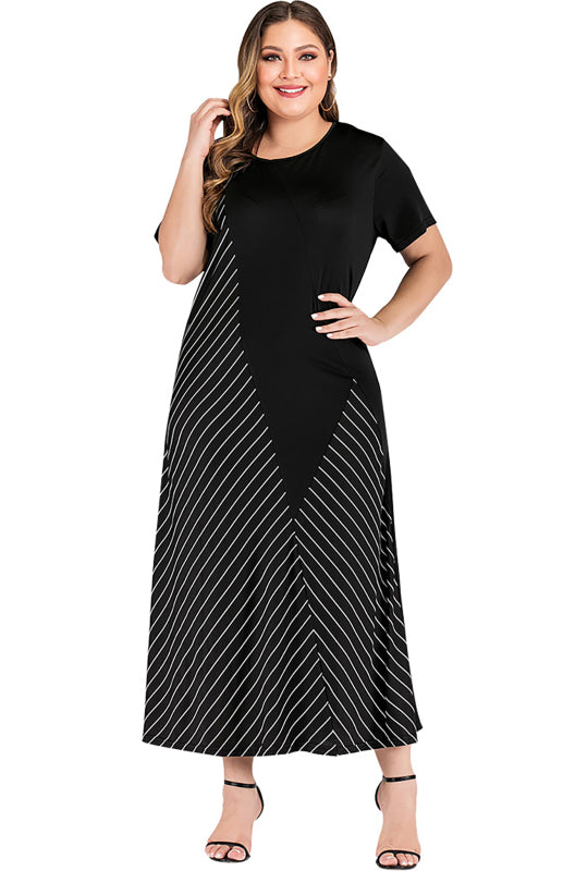 Blue Zone Planet | Women's Striped Colorblock Short Sleeve Dress kakaclo