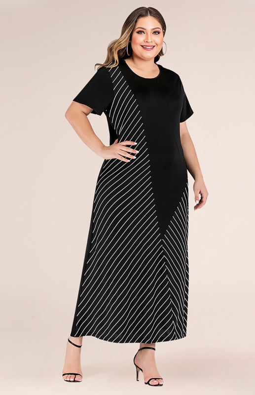 Blue Zone Planet | Women's Striped Colorblock Short Sleeve Dress kakaclo