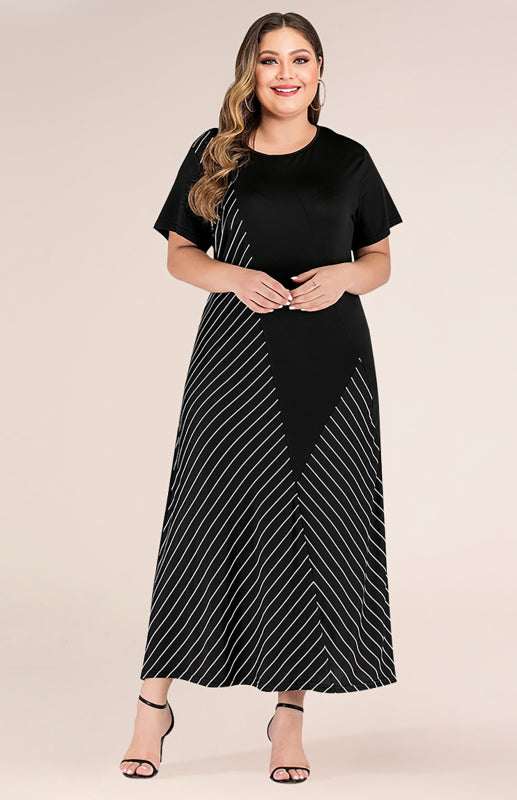 Blue Zone Planet | Women's Striped Colorblock Short Sleeve Dress kakaclo