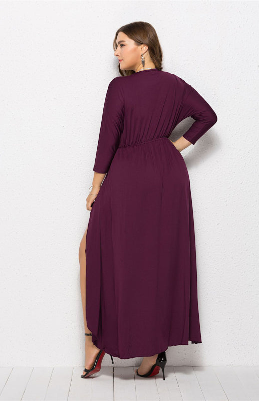Isabella's Elegant Deep V Plus Size Maxi Dress Blue Zone Planet