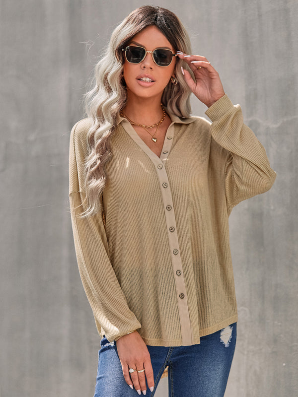 Blue Zone Planet | casual knitting thin loose shirt top kakaclo