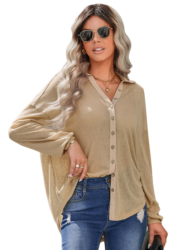 Blue Zone Planet | casual knitting thin loose shirt top kakaclo
