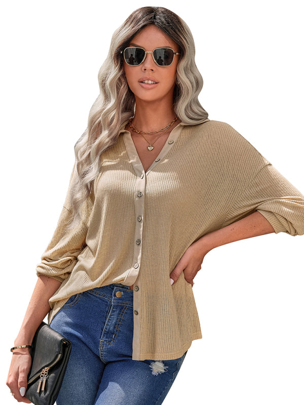 Blue Zone Planet | casual knitting thin loose shirt top kakaclo