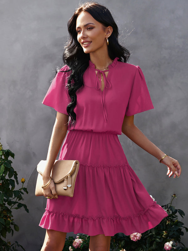 Blue Zone Planet | Women's high neck loose Ruffle Dress kakaclo