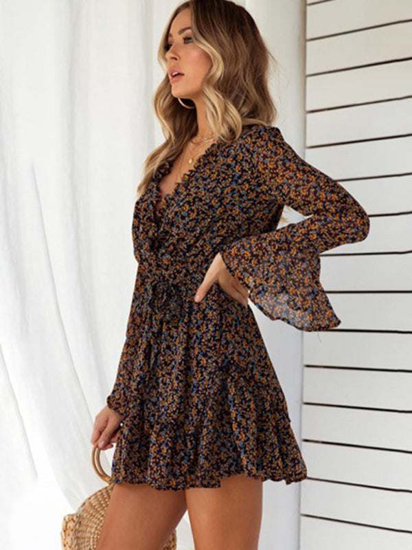 Blue Zone Planet | Women's broken flower waist sexy dress kakaclo