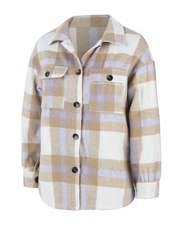 Blue Zone Planet | Plaid long sleeve shirt coat BLUE ZONE PLANET