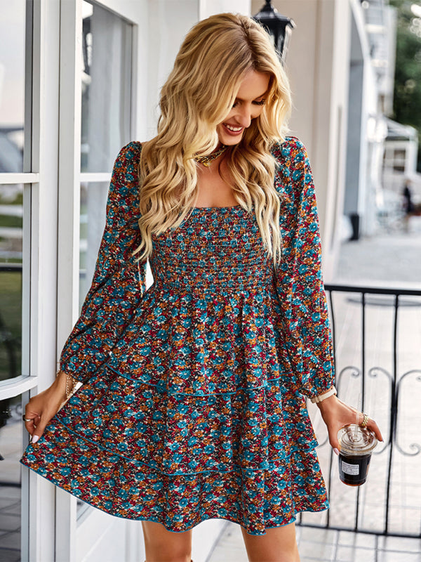 French square neck cake dress kakaclo