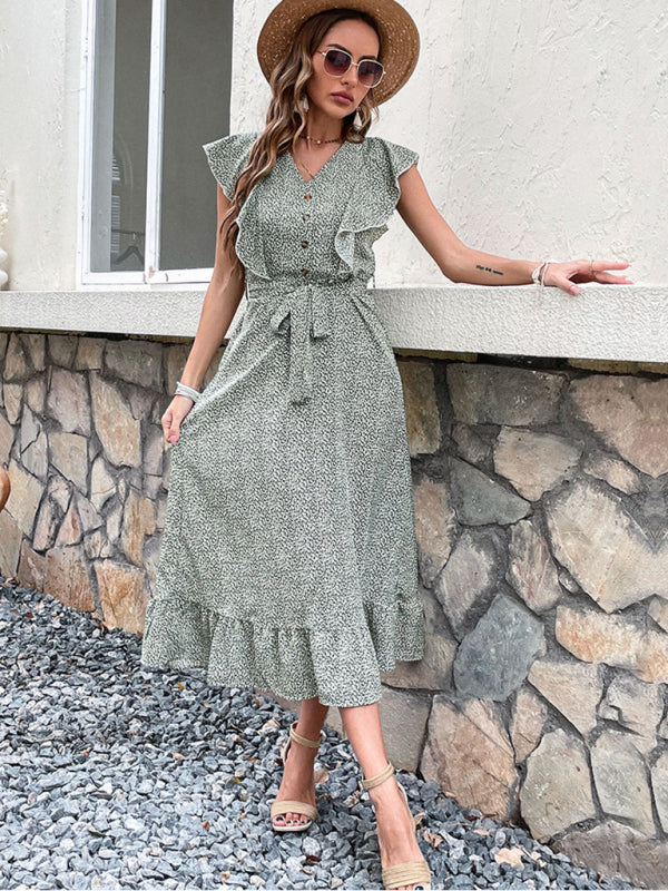 Blue Zone Planet | Slim Long Skirt High Waist Green European and American Retro Dress BLUE ZONE PLANET