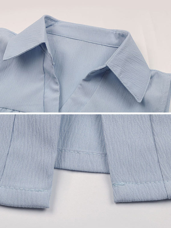 Blue Zone Planet | Tank Dress Fashion Pleated Sleeveless Blue Dress kakaclo