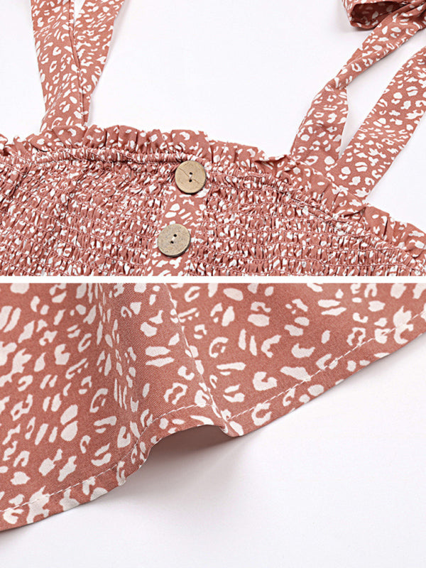 Pink Floral Dress Tie Ruffle Slip Dress kakaclo