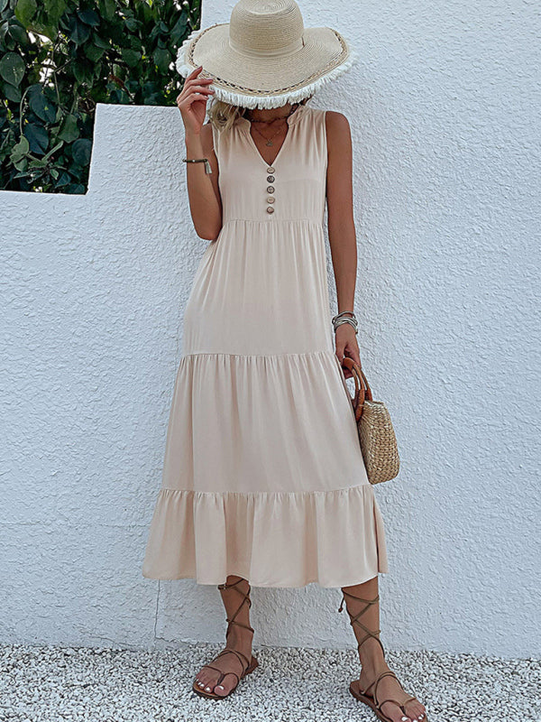 Tank Top Sleeveless Loose Solid Color Dress BLUE ZONE PLANET