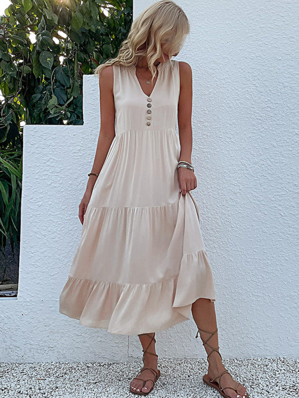 Tank Top Sleeveless Loose Solid Color Dress BLUE ZONE PLANET