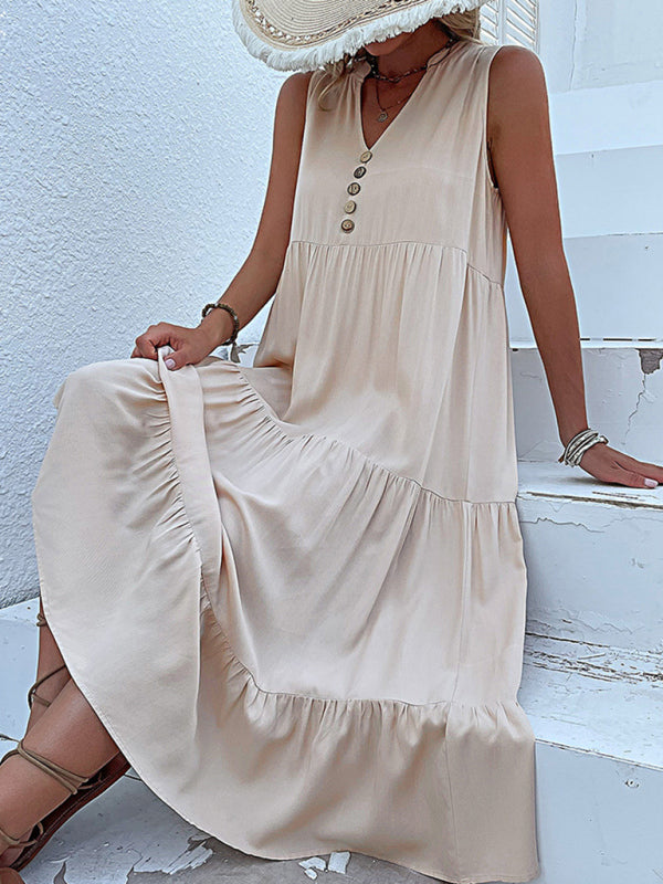 Tank Top Sleeveless Loose Solid Color Dress BLUE ZONE PLANET