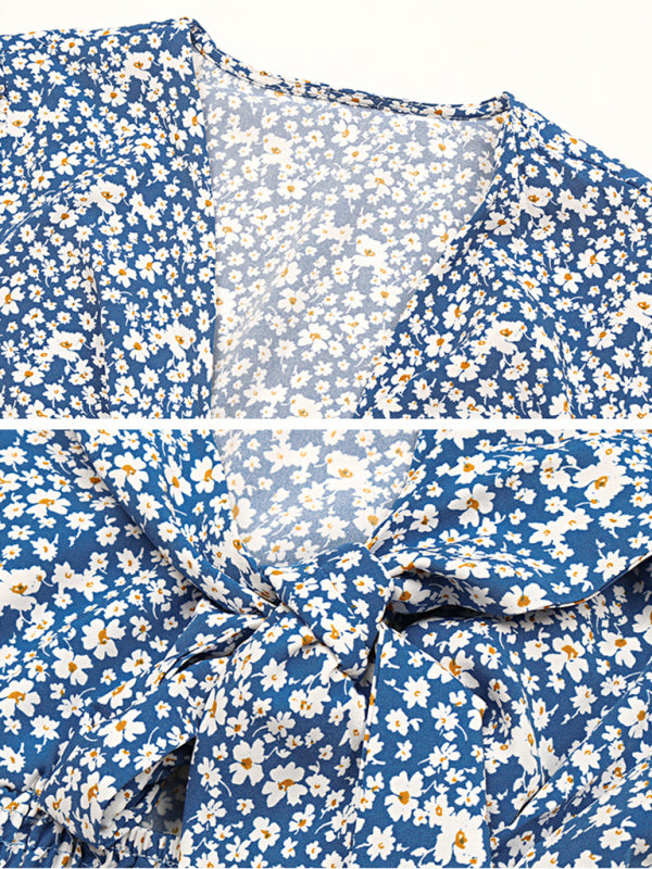 Blue Zone Planet | Bow Knot Blue Elegant Dress Summer BLUE ZONE PLANET