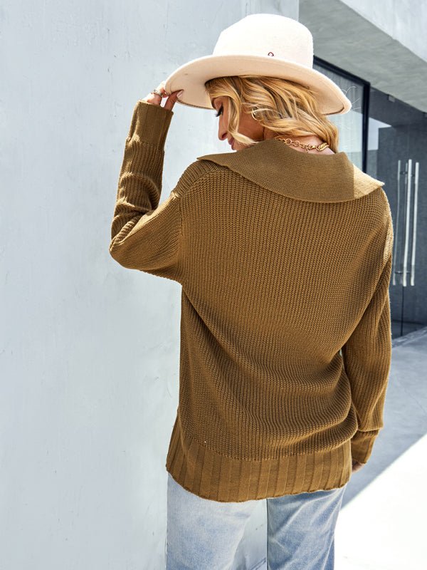 Womanly shirt collar sweater top BLUE ZONE PLANET