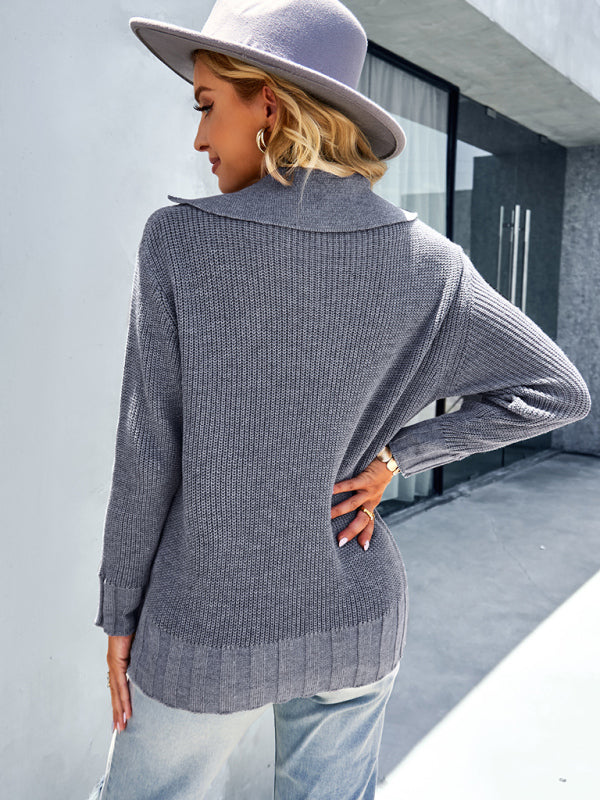 Womanly shirt collar sweater top BLUE ZONE PLANET