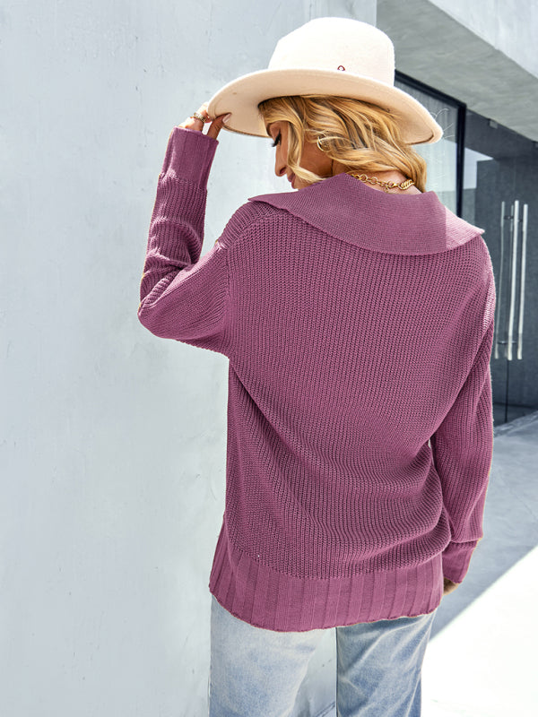 Womanly shirt collar sweater top BLUE ZONE PLANET
