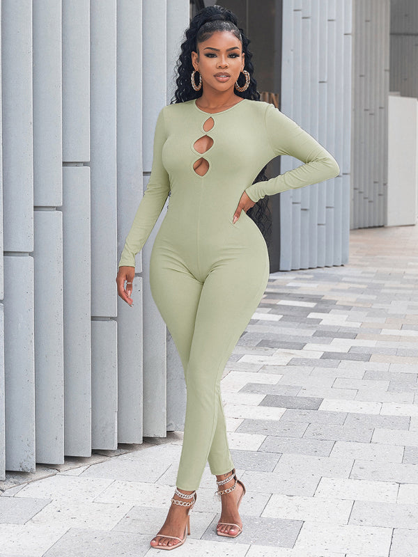 Blue Zone Planet | solid color slim fit hip lifting Jumpsuit BLUE ZONE PLANET
