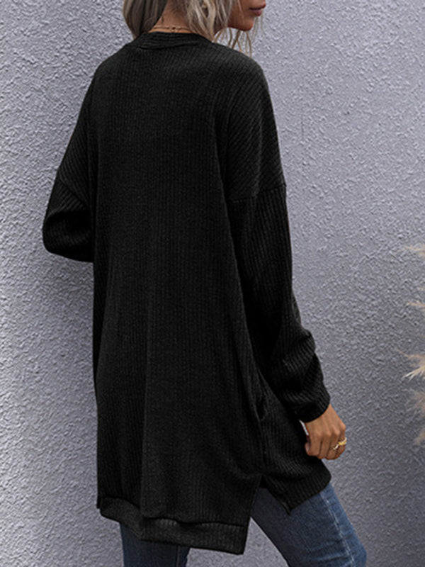 Blue Zone Planet | long sleeve outerwear knitted v-neck cardigan sweater coat BLUE ZONE PLANET