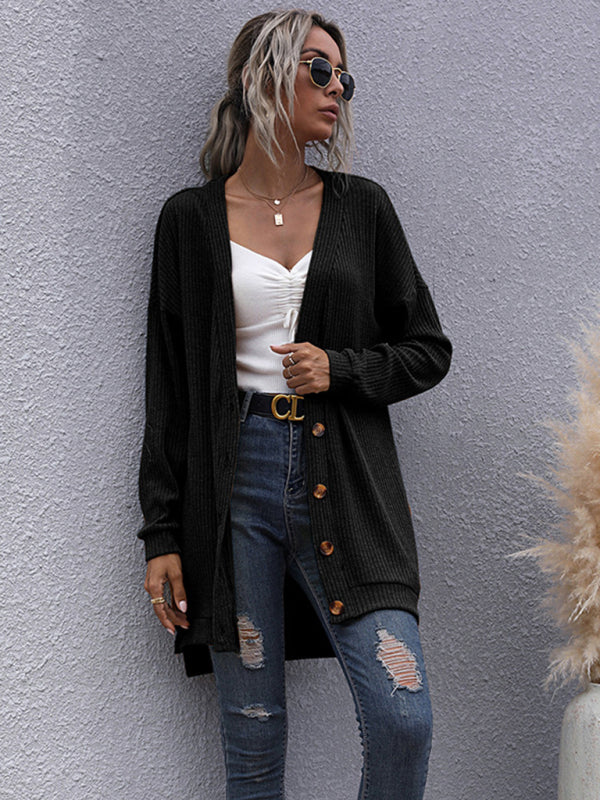 Blue Zone Planet | long sleeve outerwear knitted v-neck cardigan sweater coat BLUE ZONE PLANET