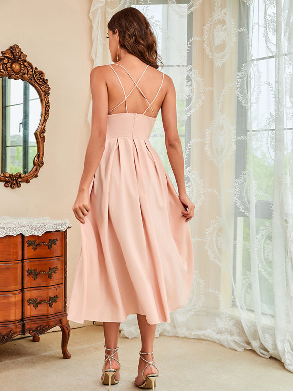 White Spaghetti Strap Sexy Swing Midi Prom Dress BLUE ZONE PLANET