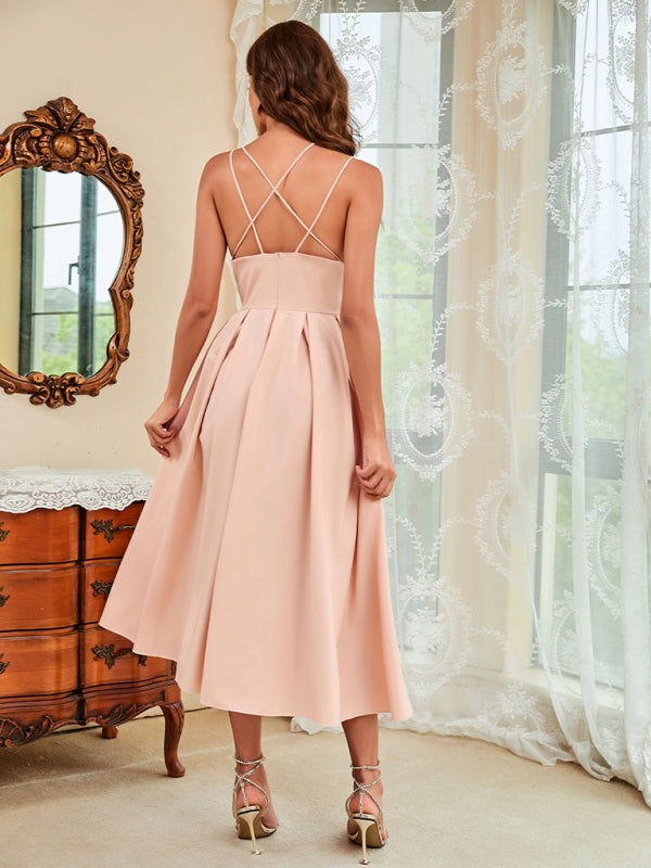 White Spaghetti Strap Sexy Swing Midi Prom Dress BLUE ZONE PLANET