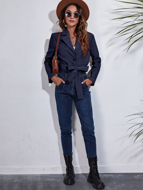 suit collar corduroy jacket autumn winter long sleeve short coat kakaclo
