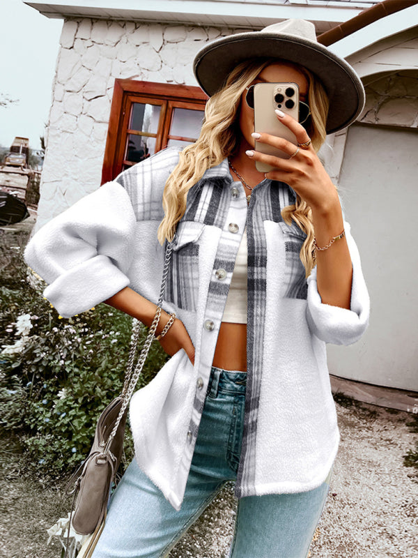 Blue Zone Planet | Plaid Panel Fleece Long Sleeve Jacket BLUE ZONE PLANET