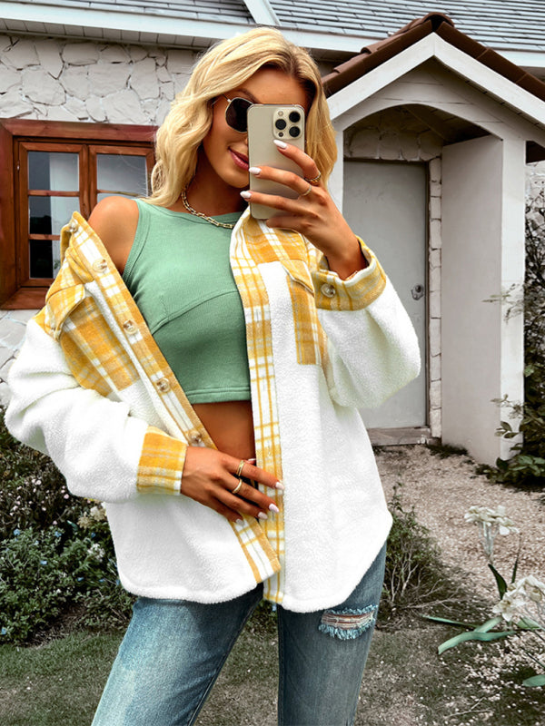 Blue Zone Planet | Plaid Panel Fleece Long Sleeve Jacket BLUE ZONE PLANET