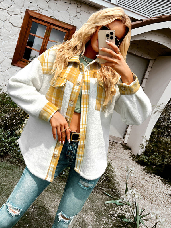 Blue Zone Planet | Plaid Panel Fleece Long Sleeve Jacket BLUE ZONE PLANET
