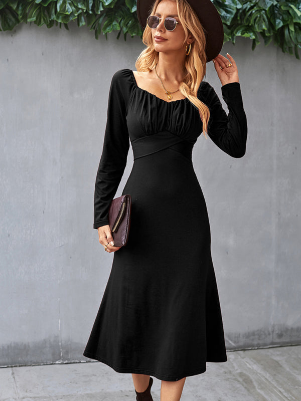 Solid Knit Raglan Sleeve Dress kakaclo