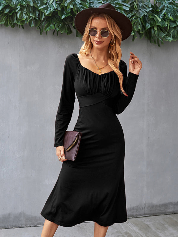 Solid Knit Raglan Sleeve Dress kakaclo
