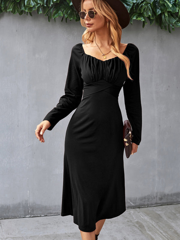 Solid Knit Raglan Sleeve Dress kakaclo