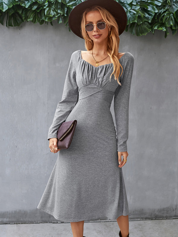 Solid Knit Raglan Sleeve Dress kakaclo