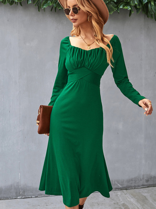 Solid Knit Raglan Sleeve Dress kakaclo